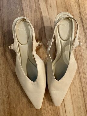 Vince Beige Slingback Pointed Toe Heels